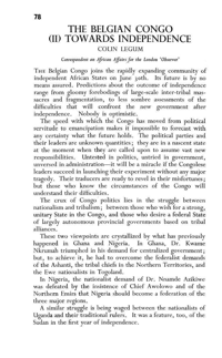 The Belgian Congo (II) towards independence