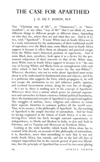 The Case for apartheid