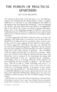 The Poison of practical apartheid