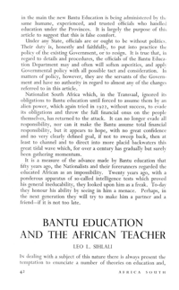Bantu education and the African teacher