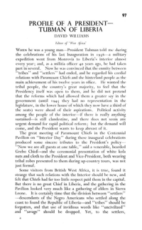 Profile of a President: Tubman of Liberia