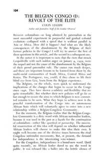 The Belgian Congo (I): revolt of the elite