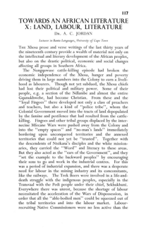 
Towards an African Literature X: land, labour, literature
