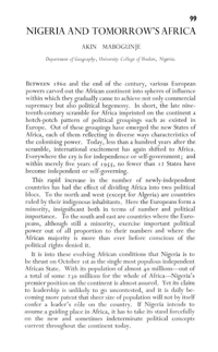 Nigeria and tomorrows Africa