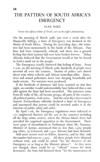 The Pattern of South Africas emergency