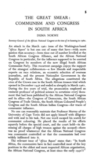 
The Great smear: communism and congress in South Africa
