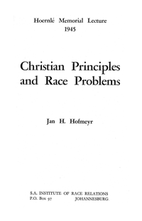 Christian principles and race problems