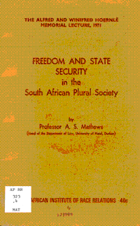 
Freedom and state security in the South African plural society
