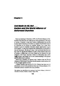 God made us all, but ... Racism and the World Alliance of Reformed Churches
