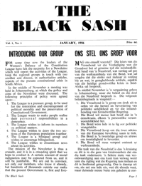 The Black Sash/Die Swart Serp Volume 1 Number 1 January 1956
