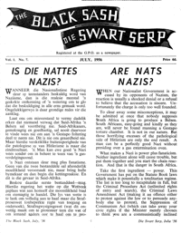 The Black Sash/Die Swart Serp Volume 1 Number 7 July 1956