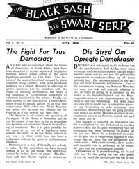 The Black Sash/Die Swart Serp Volume 1 Number 6 June 1956