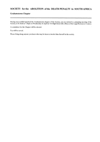 Society for the Abolition of the Death Penalty in South Africa Grahamstown Chapter
