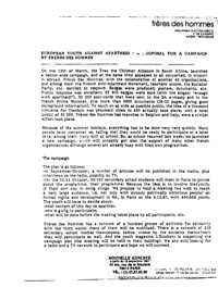 European youth against apartheid: A proposal for a campaign  
