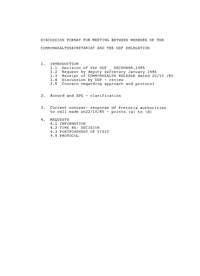 Discussion format for meeting between members of the Commonwealth Secretariat and the United Democratic Front Delegation
