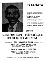 I B Tabata on the Liberation Struggle in South Africa
