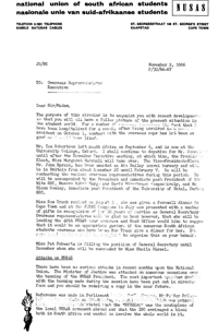 Circular from John Daniel, Vice-President of NUSAS, to Overseas Representatives and Executive
