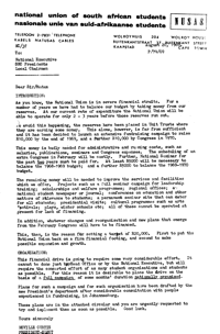 Letter from Neville Curtis, President-elect, NUSAS, to National Executive, SRC Presidents and Local Chairmen
