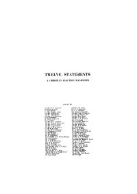 Twelve statements: a christian elections manifesto
