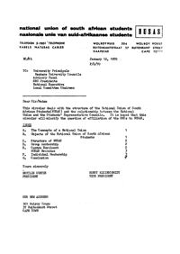 Letter from Neville Curtis, President, NUSAS, to University Principals and others
