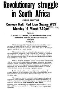 Revolutionary struggle in South Africa