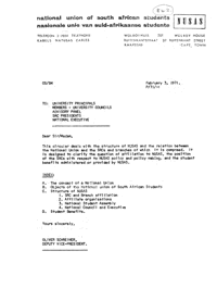 Circular from Oliver Schreiner, Deputy Vice-President, NUSAS, to University Principals and others