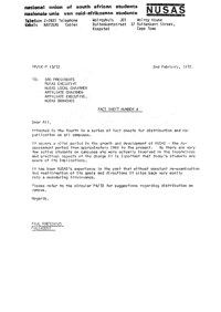 Letter from Paul Pretorius, President, NUSAS, to SRC Presidents and others
