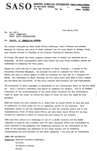 Circular from the SASO National Executive Committee to all SRCs and other Black organisations