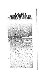 A call for a National Convention for the Republic of South Africa

