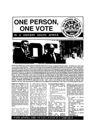 One person one vote in a unitary South Africa
