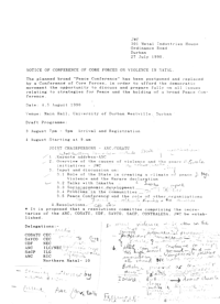 Notice of Conference of Core Forces on violence in Natal
