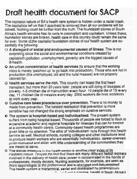 Draft health document for SACP