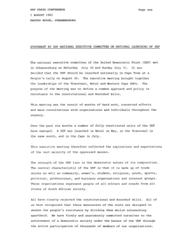 Statement by United Democratic Front National Executive Committee on National Launching of the United Democratic Front
