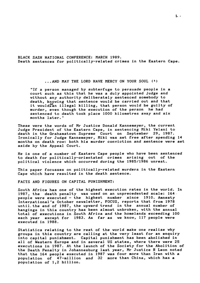 
Death Sentences for Politically-related Crimes in the Eastern Cape: Paper Presented at the Black Sash National Conference 1989
