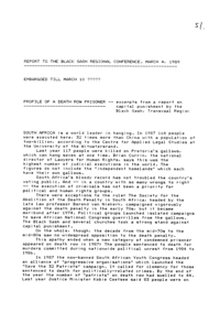 Profile of a Death Row Prisoner: Paper Presented at the Black Sash National Conference 1989