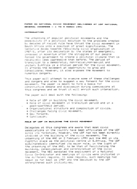 Paper on National Civic Movement delivered at UDF National General Conference held in 1 to 3 March 1991
