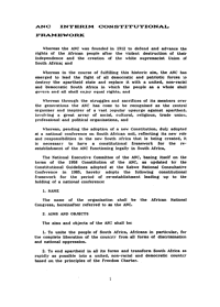 ANC Interim Constitutional Framework