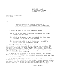 Correspondence between Jack Simons and Cape Town Chief Magistrate
