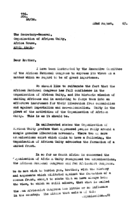 Letter from D. Nokwe to the Organisation of African Unity
