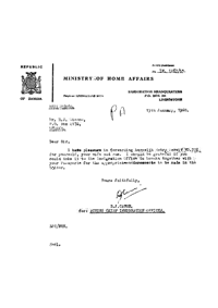 Letter from Zambian Acting Chief Immigration Officer to Jack Simons
