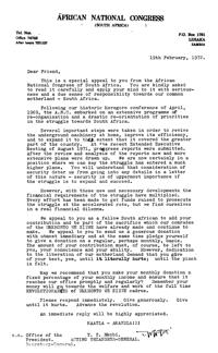 Letter from the African National Congress to the People of South Africa

