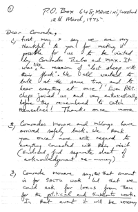 Letter from Stanley Mabizela to Dear Comrade