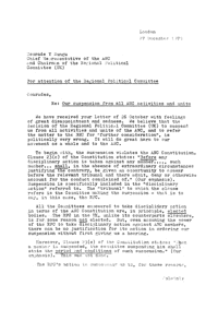 Letter to Comrade Y Zungu