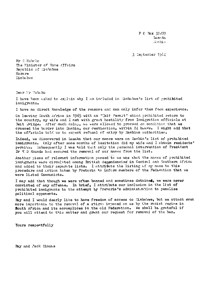 Letter from Ray and Jack Simons to Mr S Mubako
