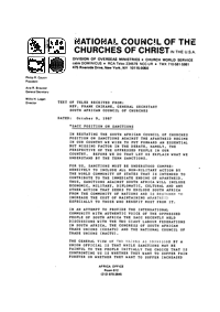 Text of telex received from Rev Frank Chikane
