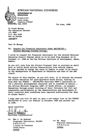Letter from Henry G Makgothi to Dr Frank Mbego

