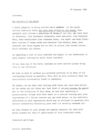 Letter from General Secretary of the South African Communist Party to members
