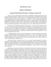 Introductory essay: Inqaba ya Basebenzi Journ, January 1981