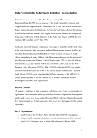 
Unity Movement - the Kader Hassim Collection:  an introduction
