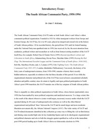 
Introductory essay: the South African Communist Party, 1950 - 1994
